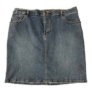 Venezia Womens Size 18 Jean Pencil Skirt Knee Length Medium Wash Pockets Stretch